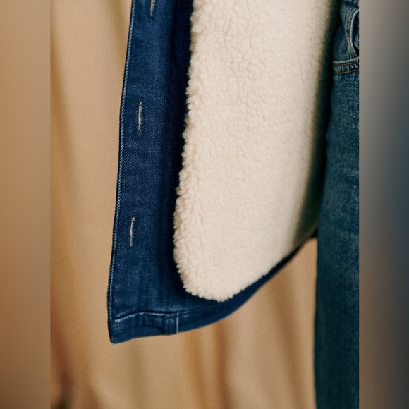 SEZANE Will Denim Jacket with faux shearling lining - New With Tags - Picture 4 of 4